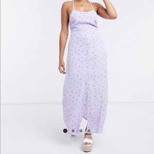 ASOS Maxi halter cross back dress in lilac floral